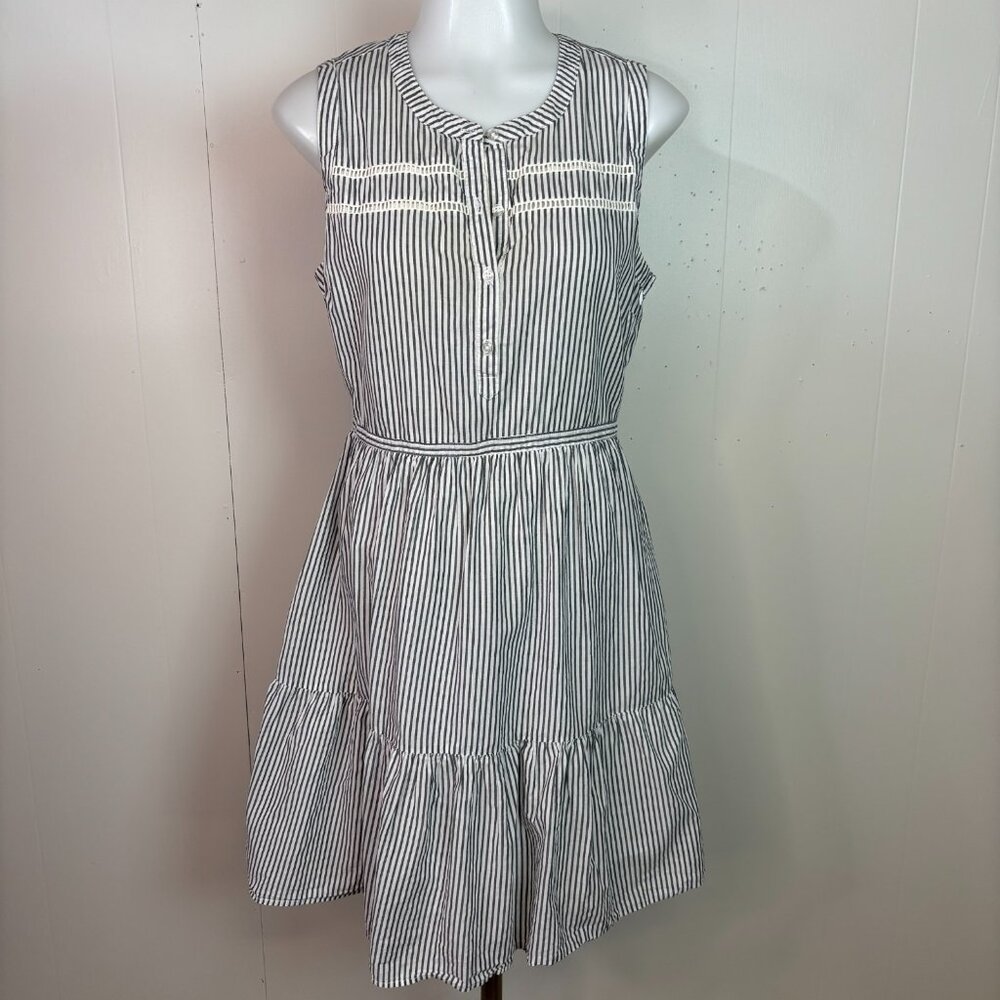 Old Navy Shirt Dress Medium Blue White Striped Sleeveless